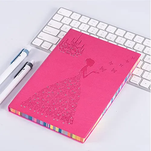 2 Pack of A5 Leather Journal, A5 Planner Lined Journal Leather Notebook Princess Butterfly Journal Writing Journals for Girls Women,Purple Journal   Pink Journal