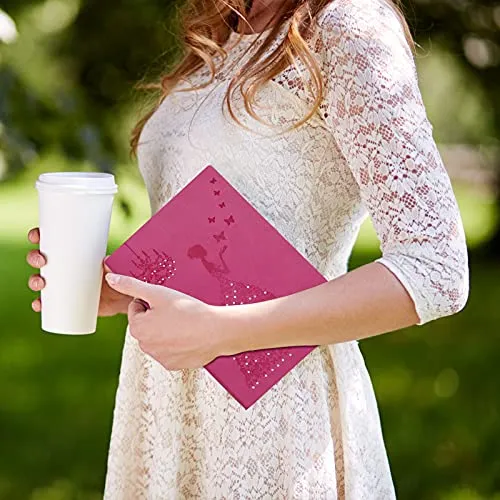 2 Pack of A5 Leather Journal, A5 Planner Lined Journal Leather Notebook Princess Butterfly Journal Writing Journals for Girls Women,Purple Journal   Pink Journal