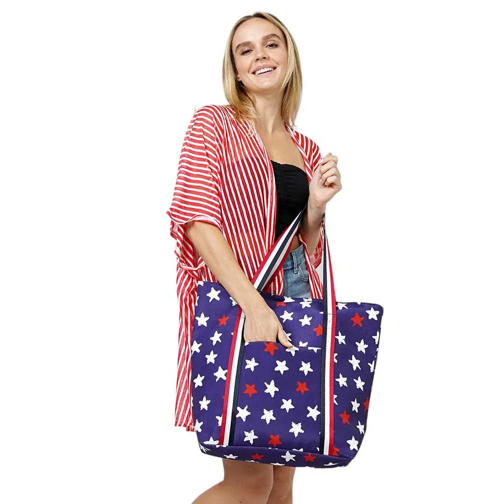 American USA Flag Star Print Tote Bag