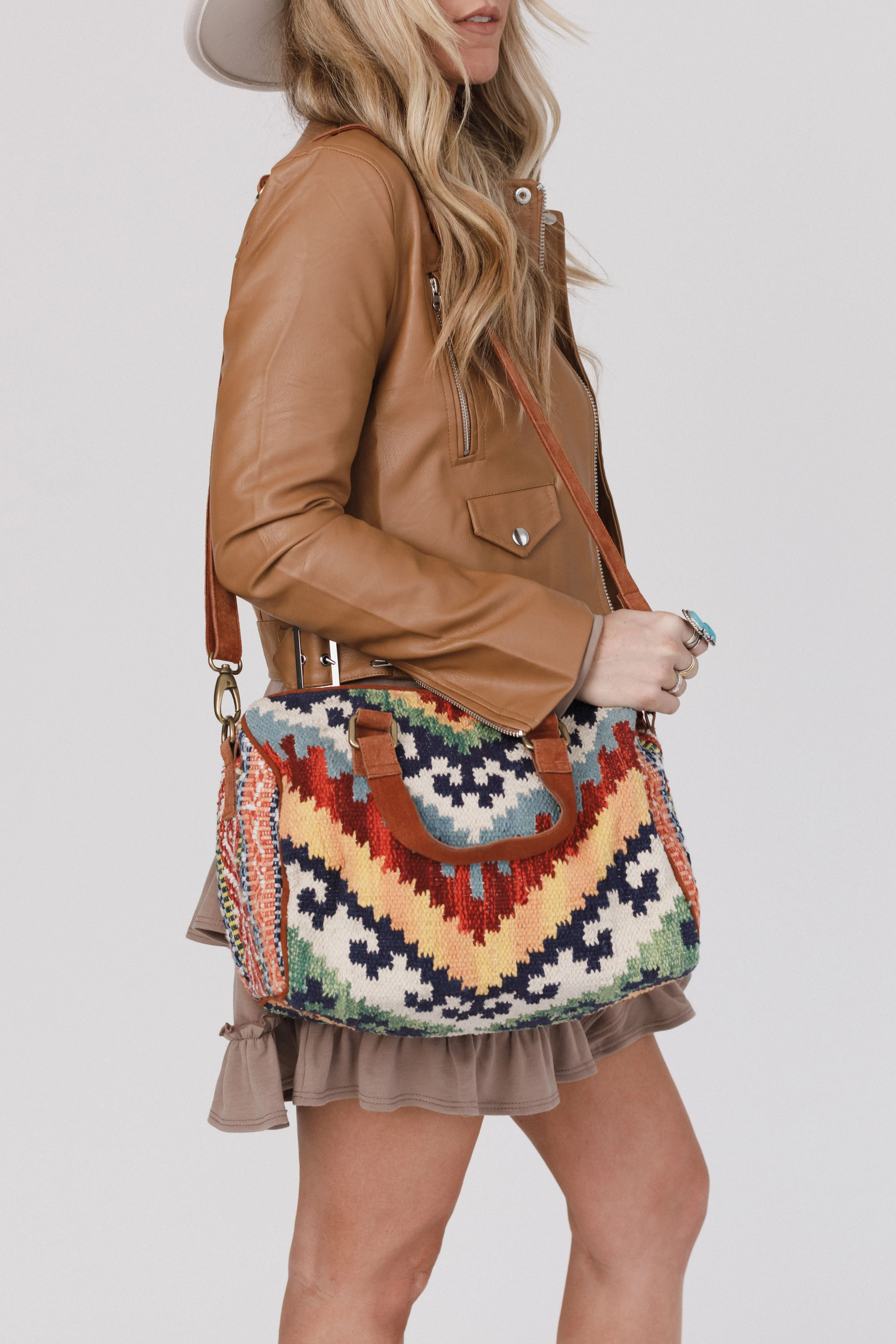 Artisan Oasis Woven Handbag - Brown Multi
