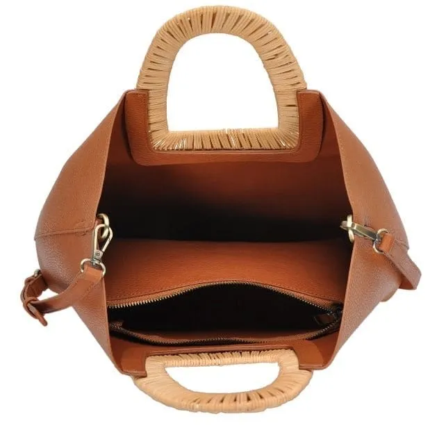 BGA3078 Wicker/Rattan Handle 2-in-1 Tote