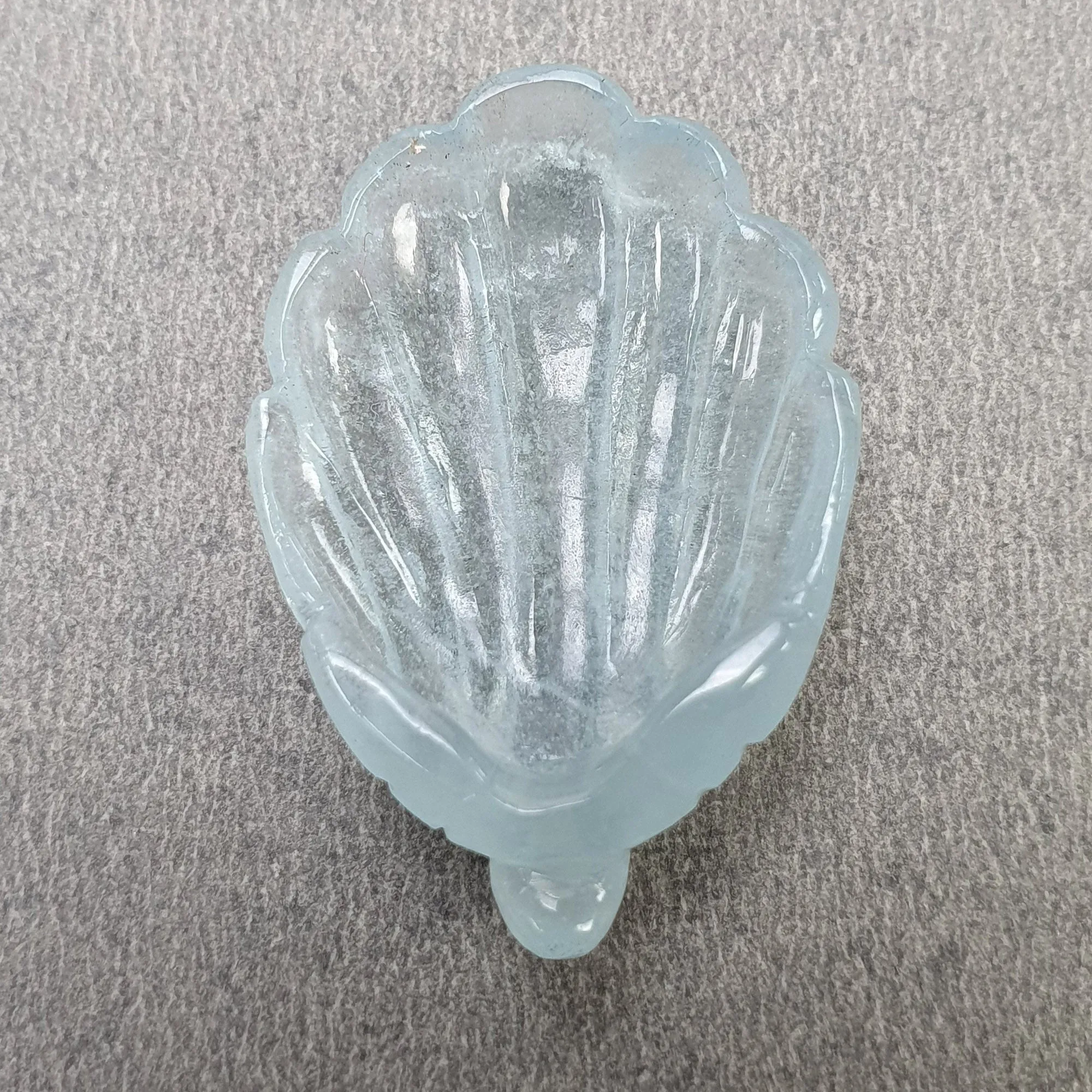 BLUE AQUAMARINE Gemstone Carving  : 21.90cts Natural Untreated Aqua Hand Carved Sea Shell 33*23mm (With Video)