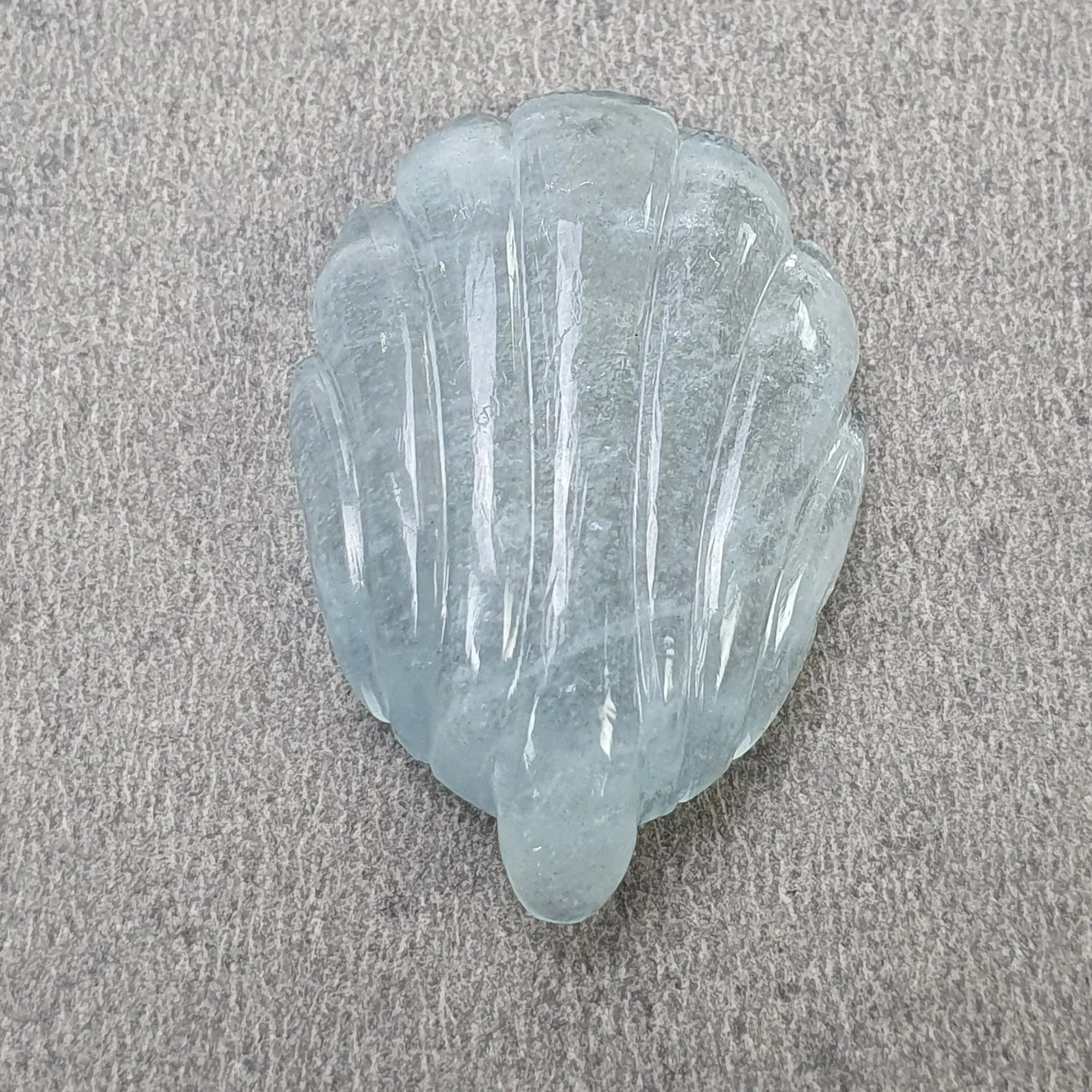 BLUE AQUAMARINE Gemstone Carving  : 21.90cts Natural Untreated Aqua Hand Carved Sea Shell 33*23mm (With Video)