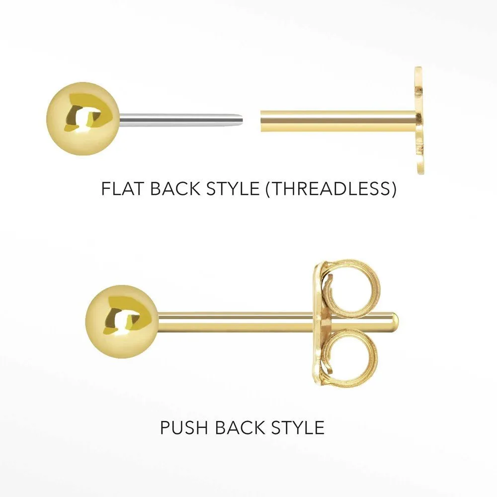 Diamond Flat Back Earring Lightning Bolt 14k Yellow