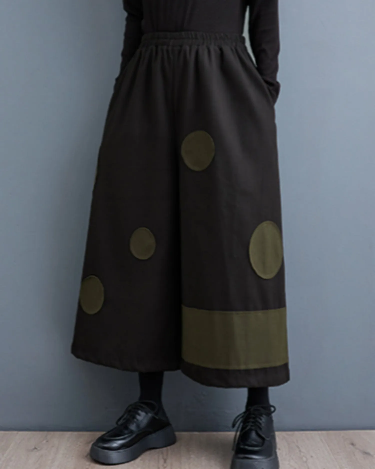 ellazhu Women's Baggy Harem Skirt Pants Elastic Waist Polka Dot Pants GZ64