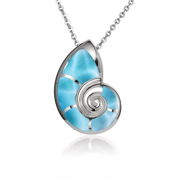 Larimar Nautilus Shell Pendant