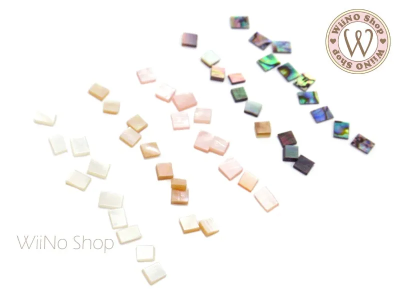 Natural Seashell Mosaic Cabochon - 10 pcs
