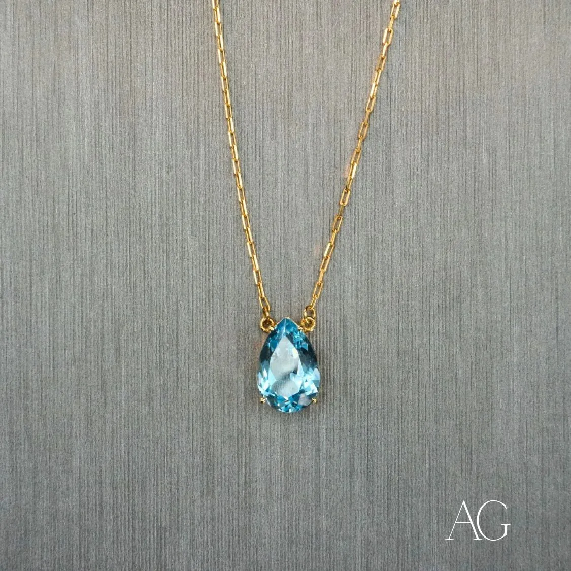 Radiant Blue Topaz 18 Carat Gold Necklace