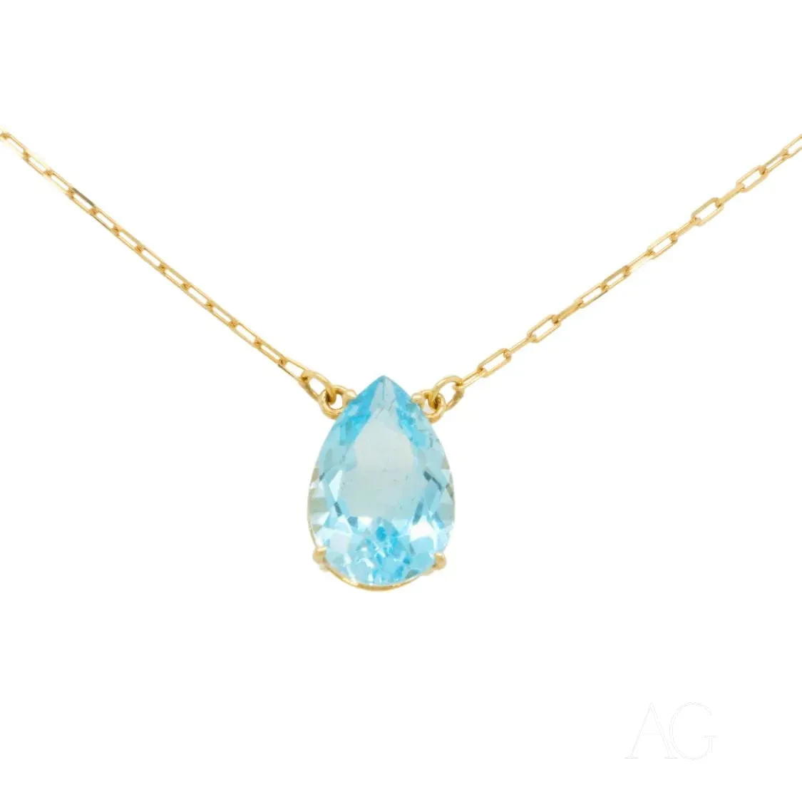 Radiant Blue Topaz 18 Carat Gold Necklace
