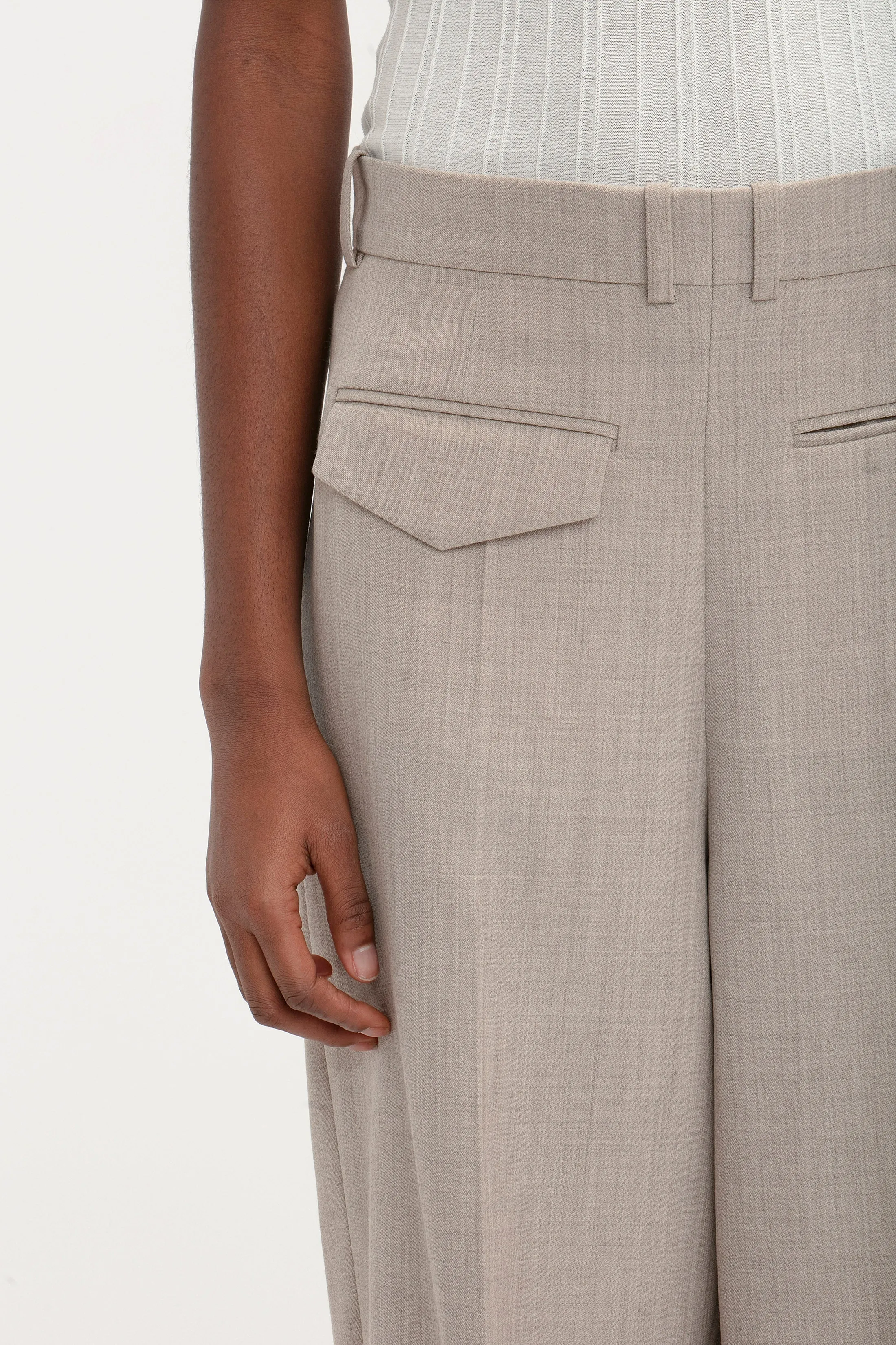 Reverse Front Trouser In Sesame