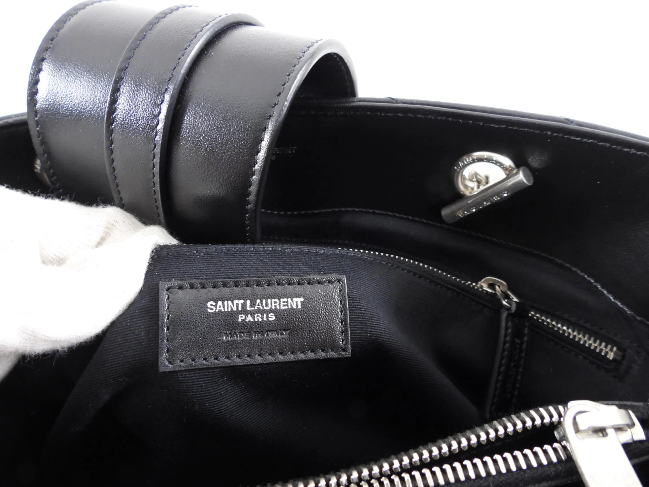 Quilted Saint Laurent Lou Lou Black Shoulder Tote Bag