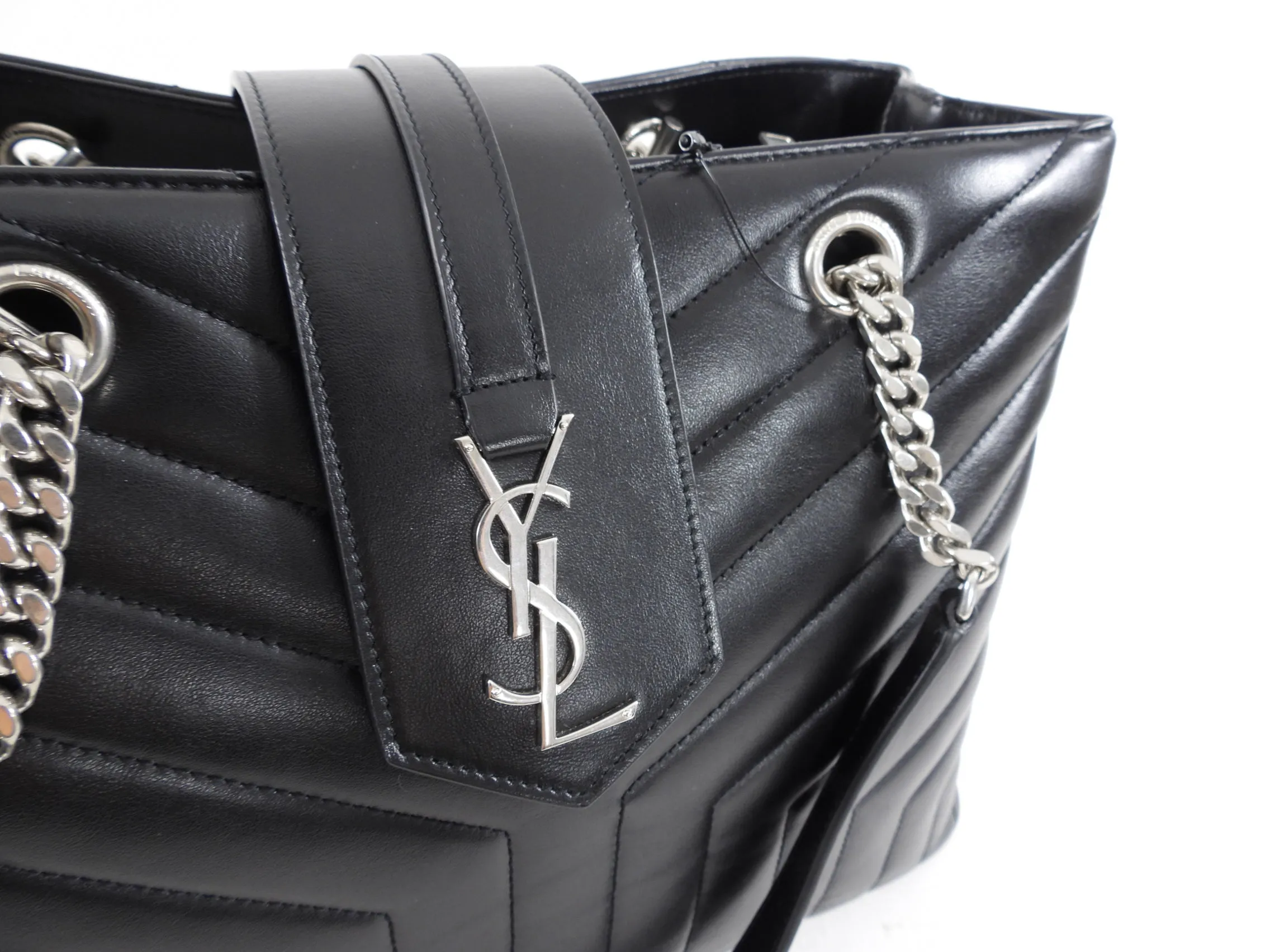 Quilted Saint Laurent Lou Lou Black Shoulder Tote Bag