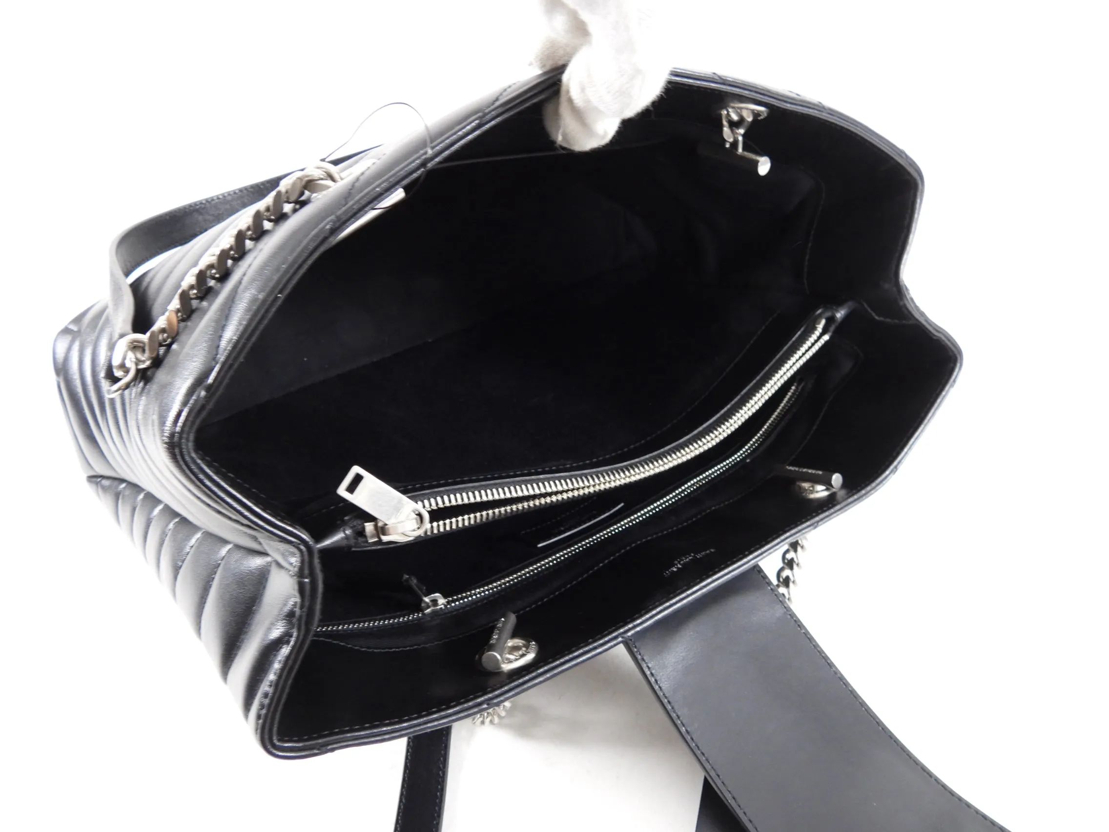 Quilted Saint Laurent Lou Lou Black Shoulder Tote Bag