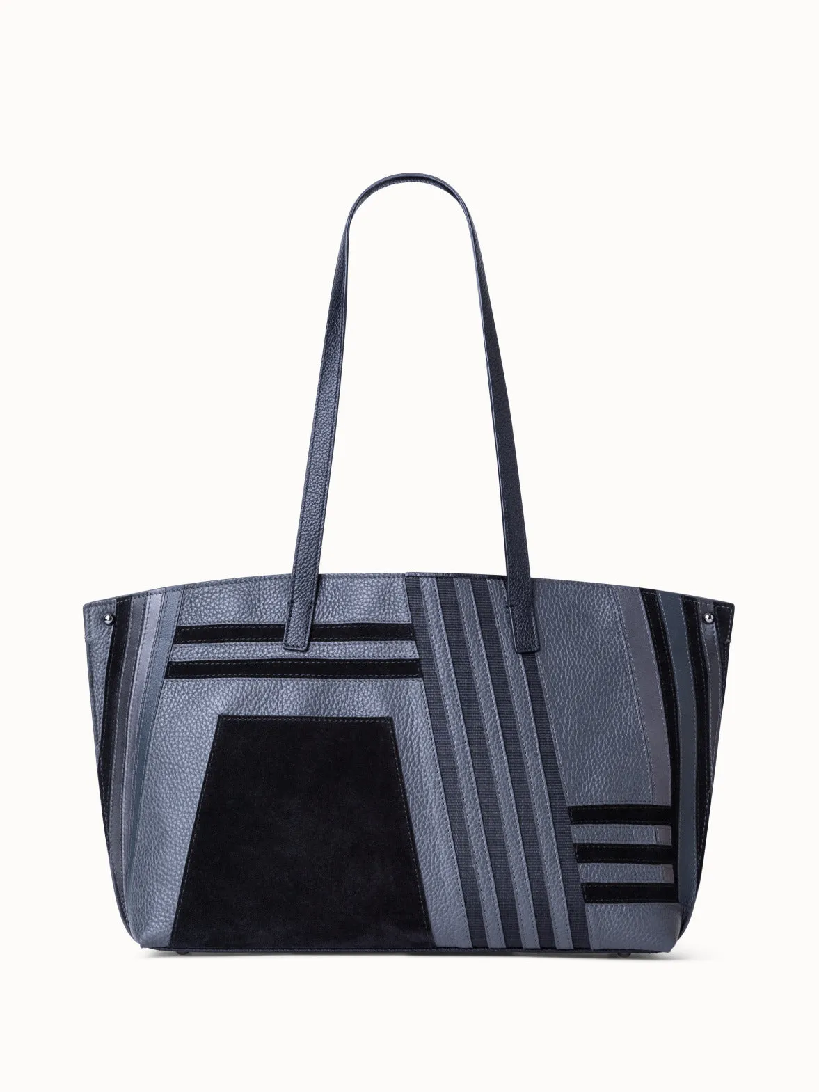Small Ai Schultertasche aus Leder mit Zick-Zack-Trapez Patchwork