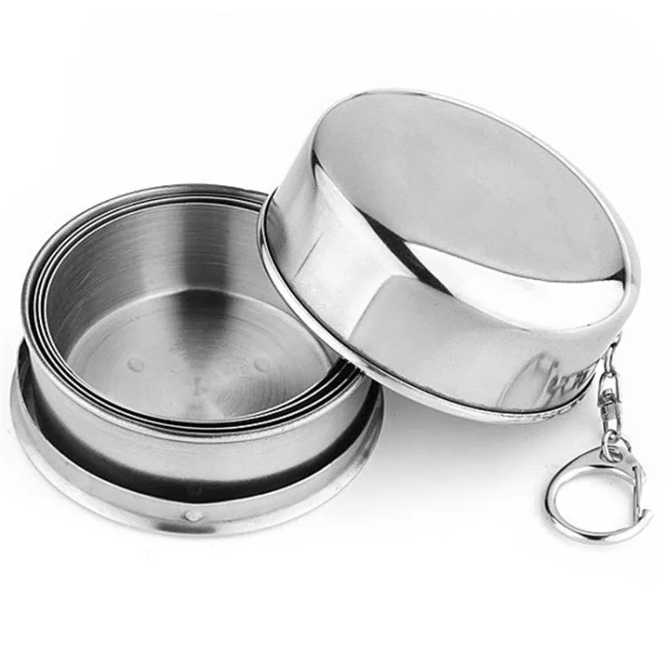 Stainless Steel Camping Folding Cup Traveling Outdoor Camping Hiking Mug Portable Collapsible Cup L 250ML