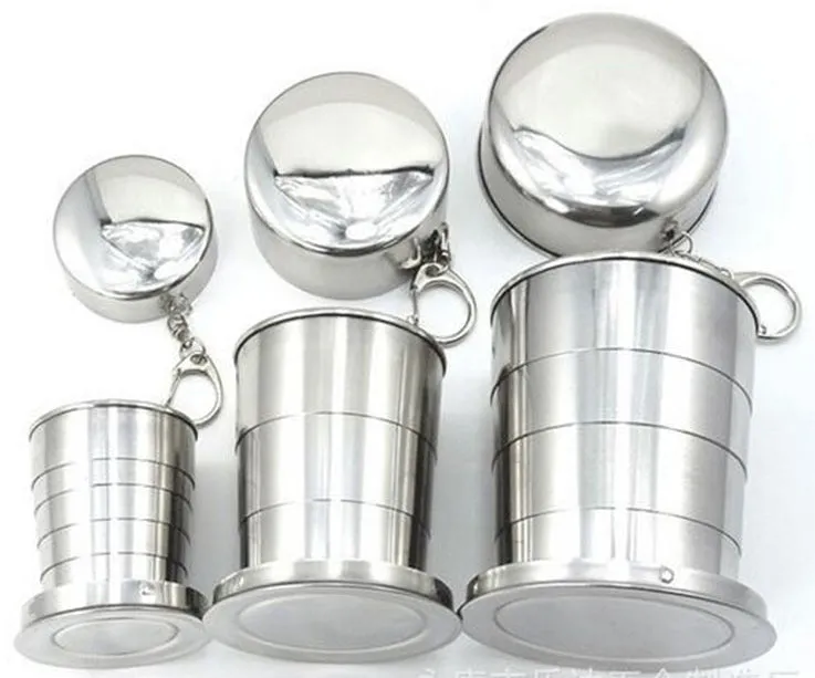 Stainless Steel Camping Folding Cup Traveling Outdoor Camping Hiking Mug Portable Collapsible Cup L 250ML