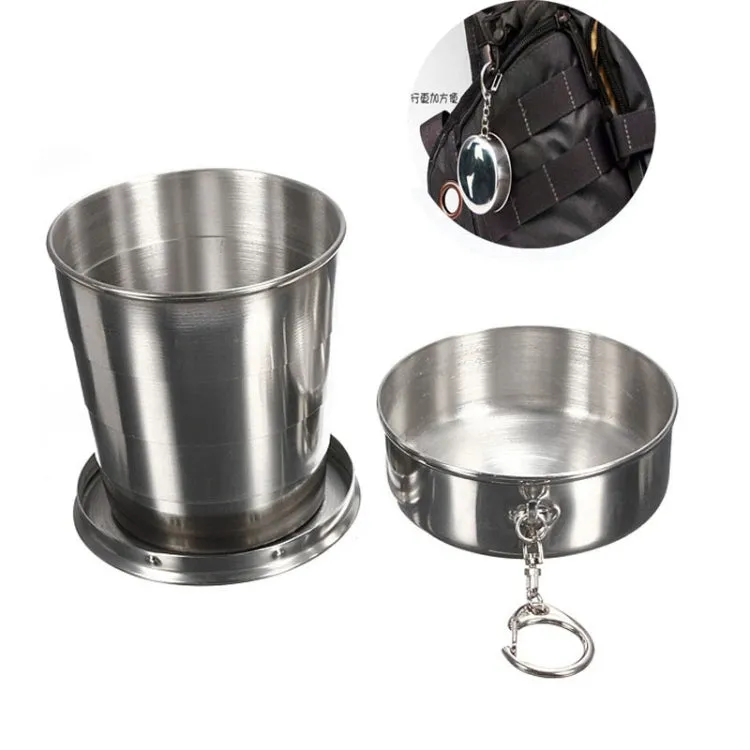 Stainless Steel Camping Folding Cup Traveling Outdoor Camping Hiking Mug Portable Collapsible Cup L 250ML