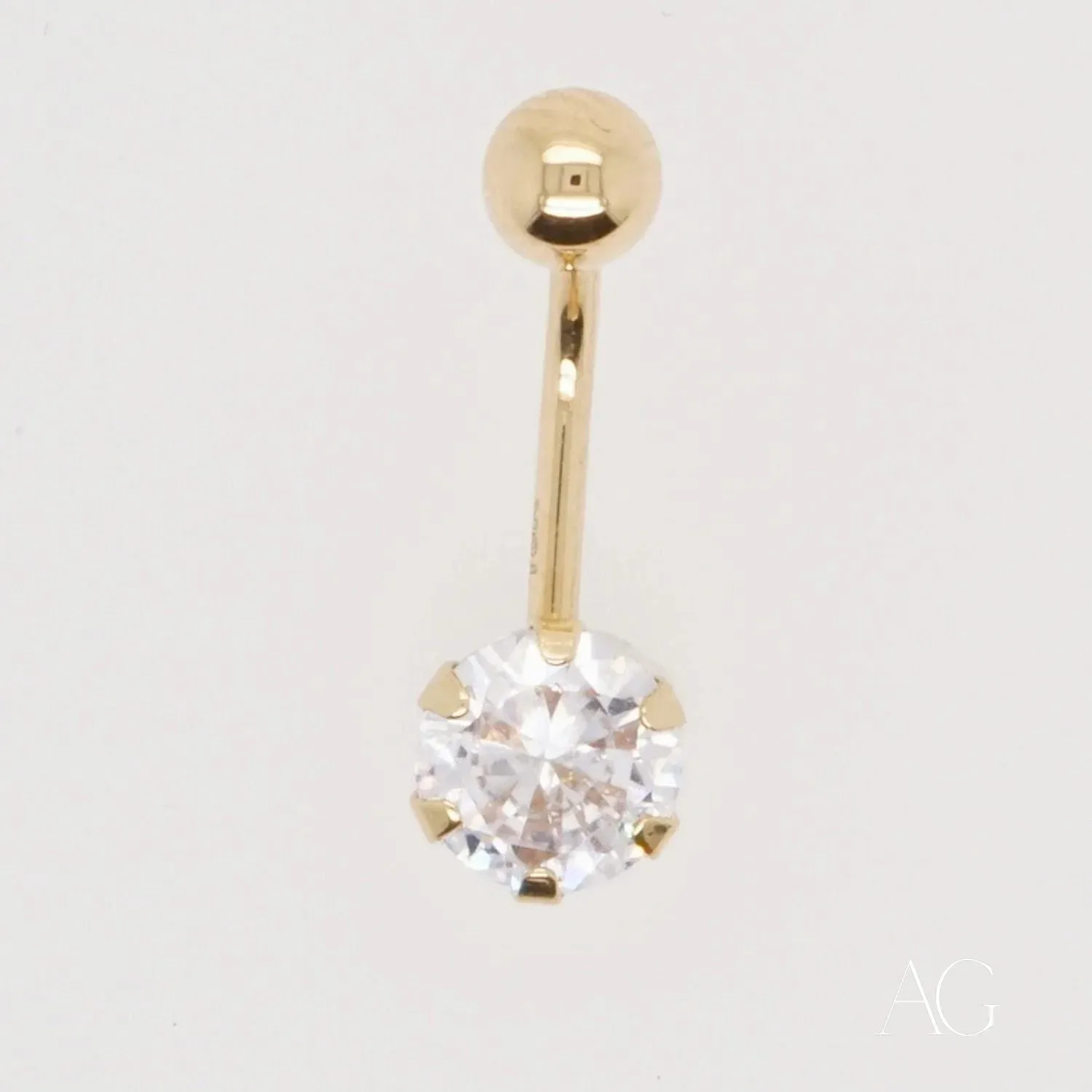 Stunning Cubic Zirconia 18k Gold Bellybutton Piercing
