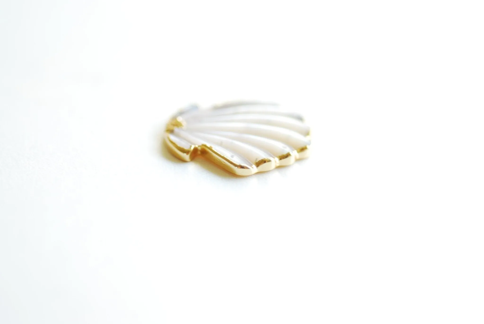 Wholesale Mother of Pearl Scallop Shell Pendant- 22k Gold Electroplated Rim, Shell Charm, Shell Pendant, Sea Shell, Charms, VermeilSupplies