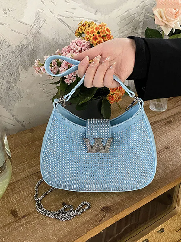 Women's Rhinestone Saddle Shoulder Bag