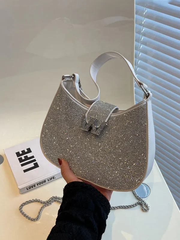 Women's Rhinestone Saddle Shoulder Bag