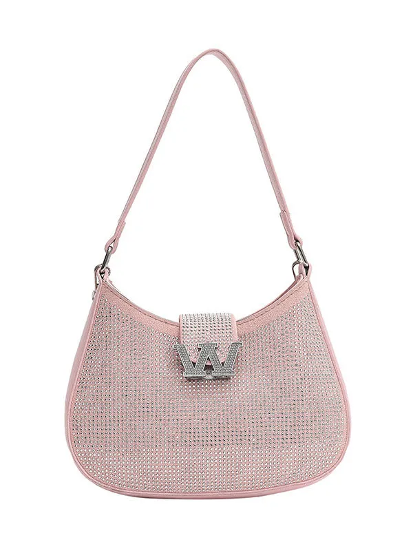 Women's Rhinestone Saddle Shoulder Bag